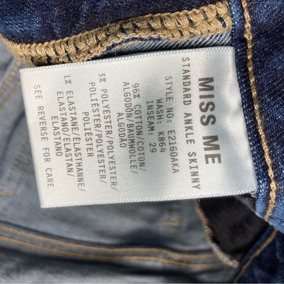 Miss Me Standard ankle skinny jeans size 27 - Picture 7 of 8